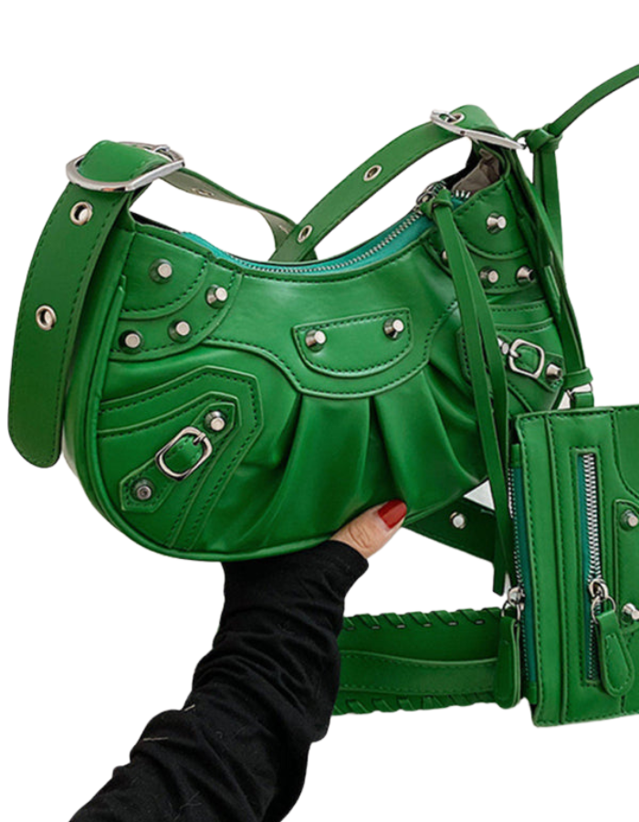 SHOPIQAT Rivet Heavy Industry Pleated Shoulder Underarm Messenger Bag - Premium from shopiqat - Just $9.300! Shop now at shopiqat